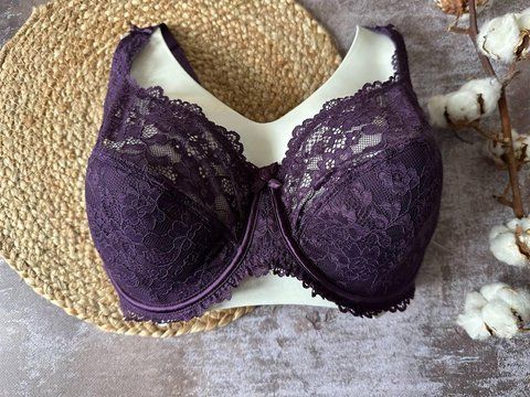 Кружевной бюстгальтер большого размера G фиолетовый 90G 2675-G фото