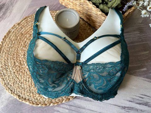 Бюстгальтер без поролону з портупеєю смарагдовий 90D 2296 фото