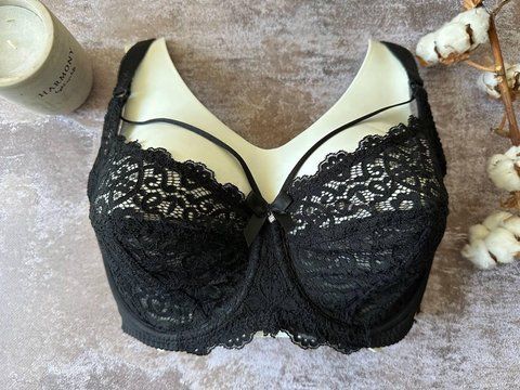Бюстгальтер мережевний без поролону з портупеєю чорний 90D 2836 фото