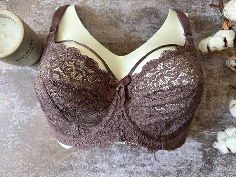 Бюстгальтер мережевний без поролону з портупеєю мокко 90D 2836 фото