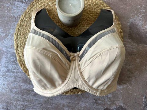 Стильний бюстгальтер Lanny Mode з бавовною та мікросіткою бежевий 90G 2637 фото