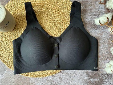 Бесшовный топ с застежкой спереди на кнопках 2XL, Черный 2490 фото